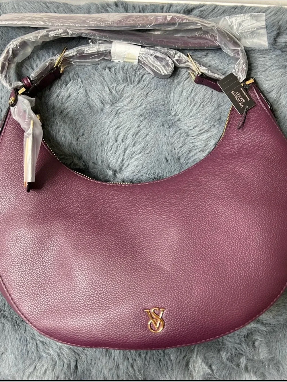 Victoria's Secret Plum Crescent Hobo with Gold Hardware